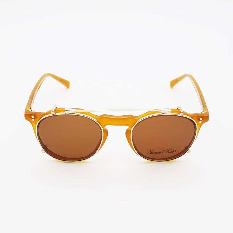 Acheter des lunettes de vue couleur miel de cr�ateur forme originale avec clip solaire homme Marseille