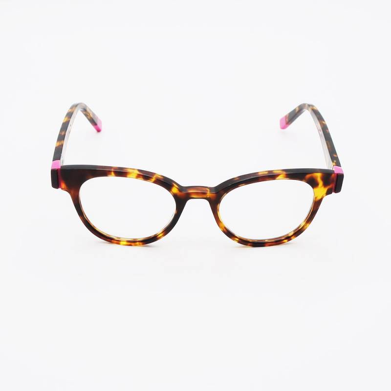 Jolies lunettes de vue de cr�ateur pour femme forme papillonnante en �caille marron et rose N�mes 